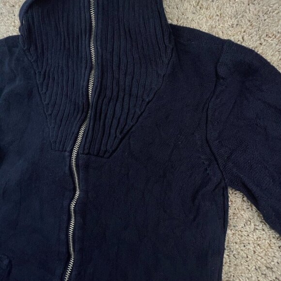 Lauren Ralph Lauren Women’s Sweater Medium Blue Full Zip Cotton Turtleneck Knit - Picture 6 of 16